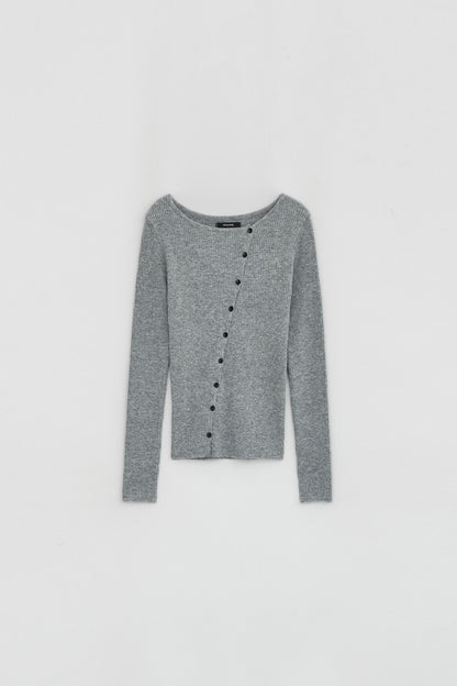 DIAGONAL BUTTON KNIT GREY
