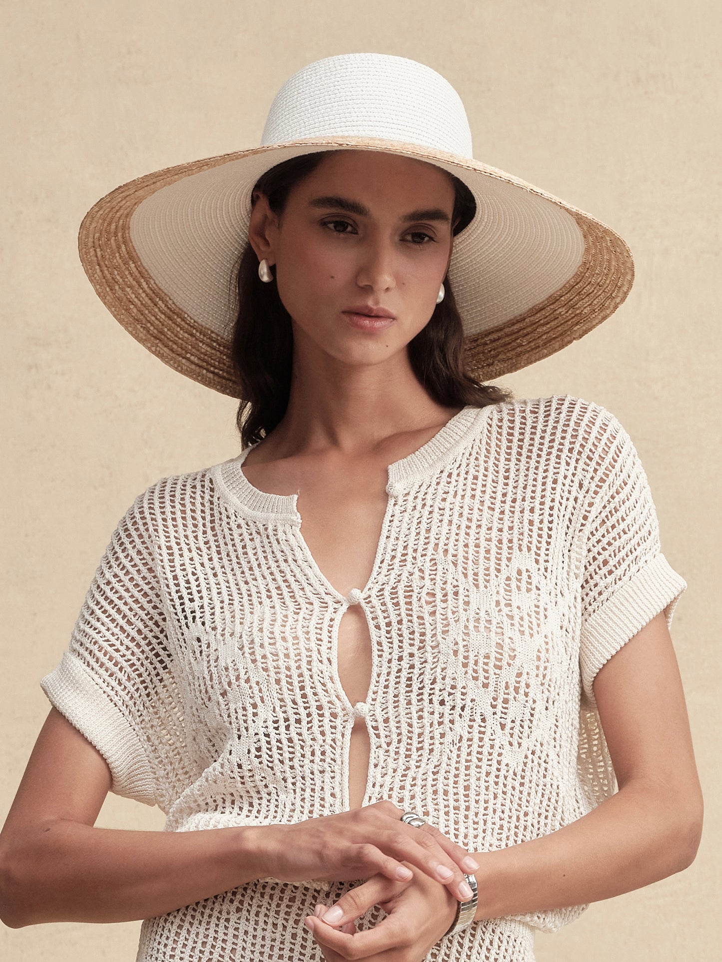 White-Topped Wide Brim Fedora
