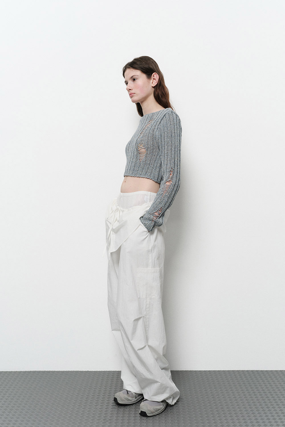 DAMAGE CROP CARDIGAN