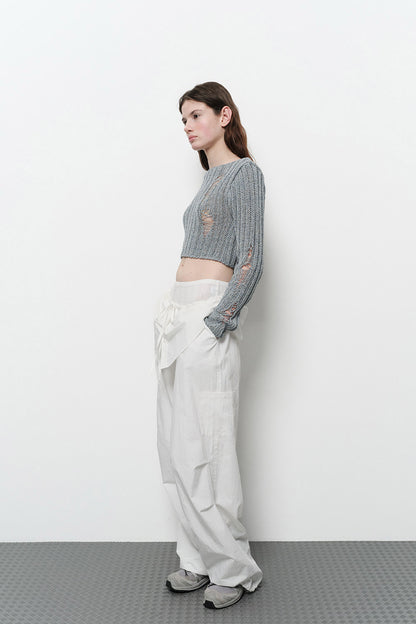 DAMAGE CROP CARDIGAN