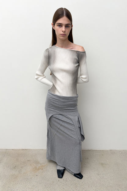 ONE OFF SHOULDER SPRAY KNIT GREY