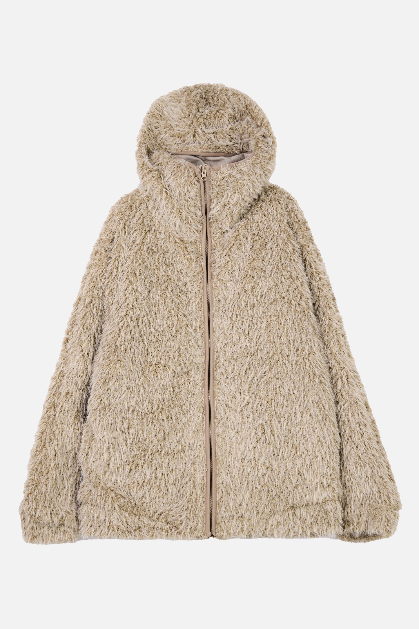 HAIRY BALACLAVA ZIP UP / BEIGE