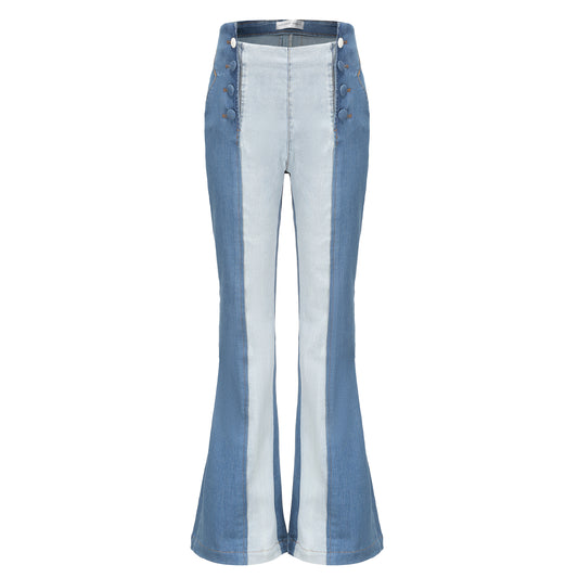 Two Tone Skinny Micro Flared Jeans
