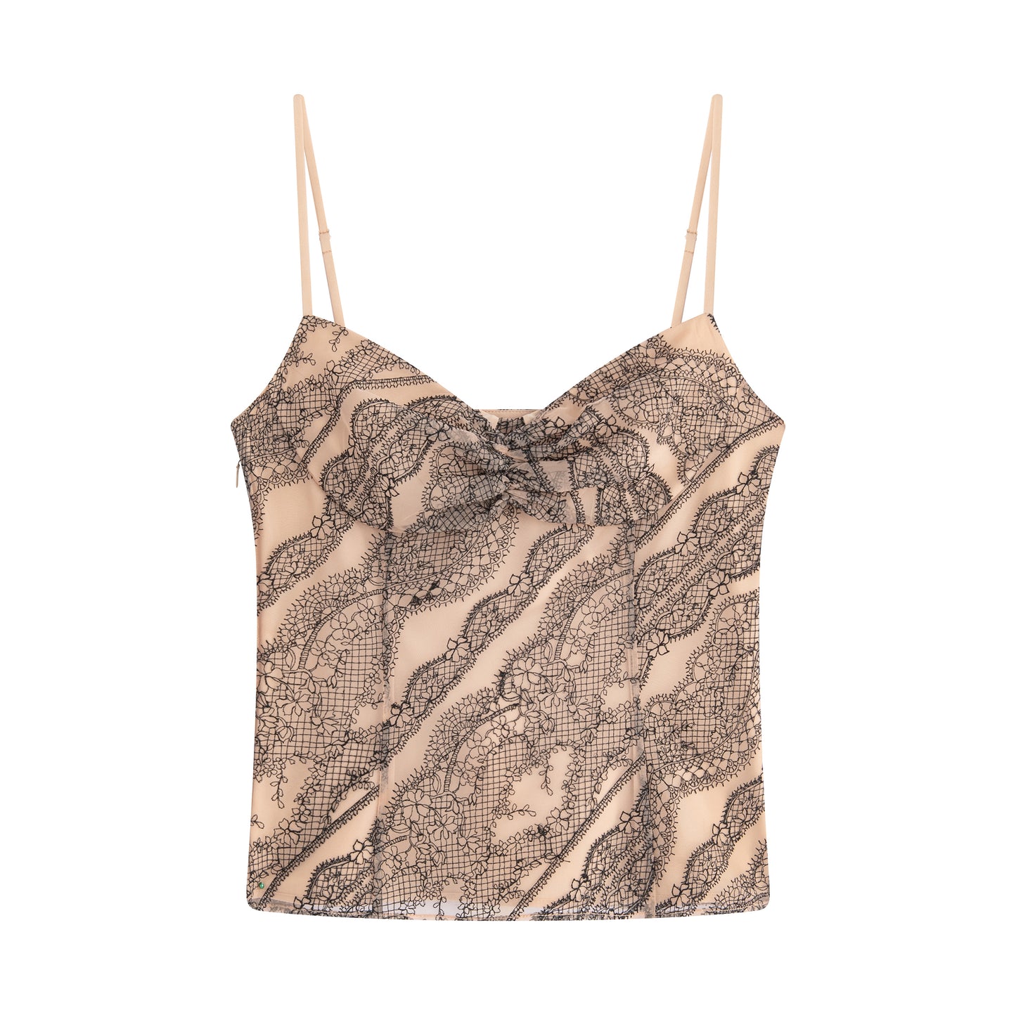 Apricot Pink Embroidered Lace Cami