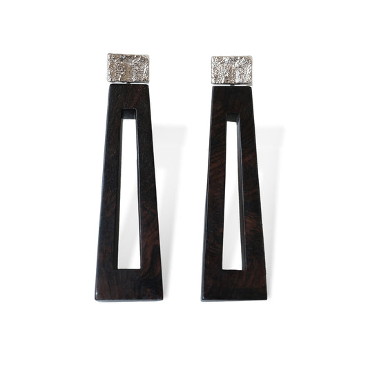 Li Realm Window Lattice Shadow Earring Ebony Silver