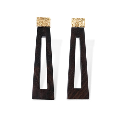 Li Realm Window Lattice Shadow Earring Ebony Gold