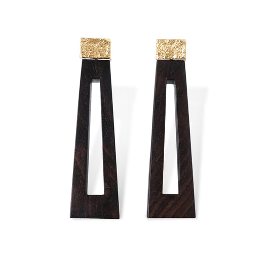 Li Realm Window Lattice Shadow Earring Ebony Gold