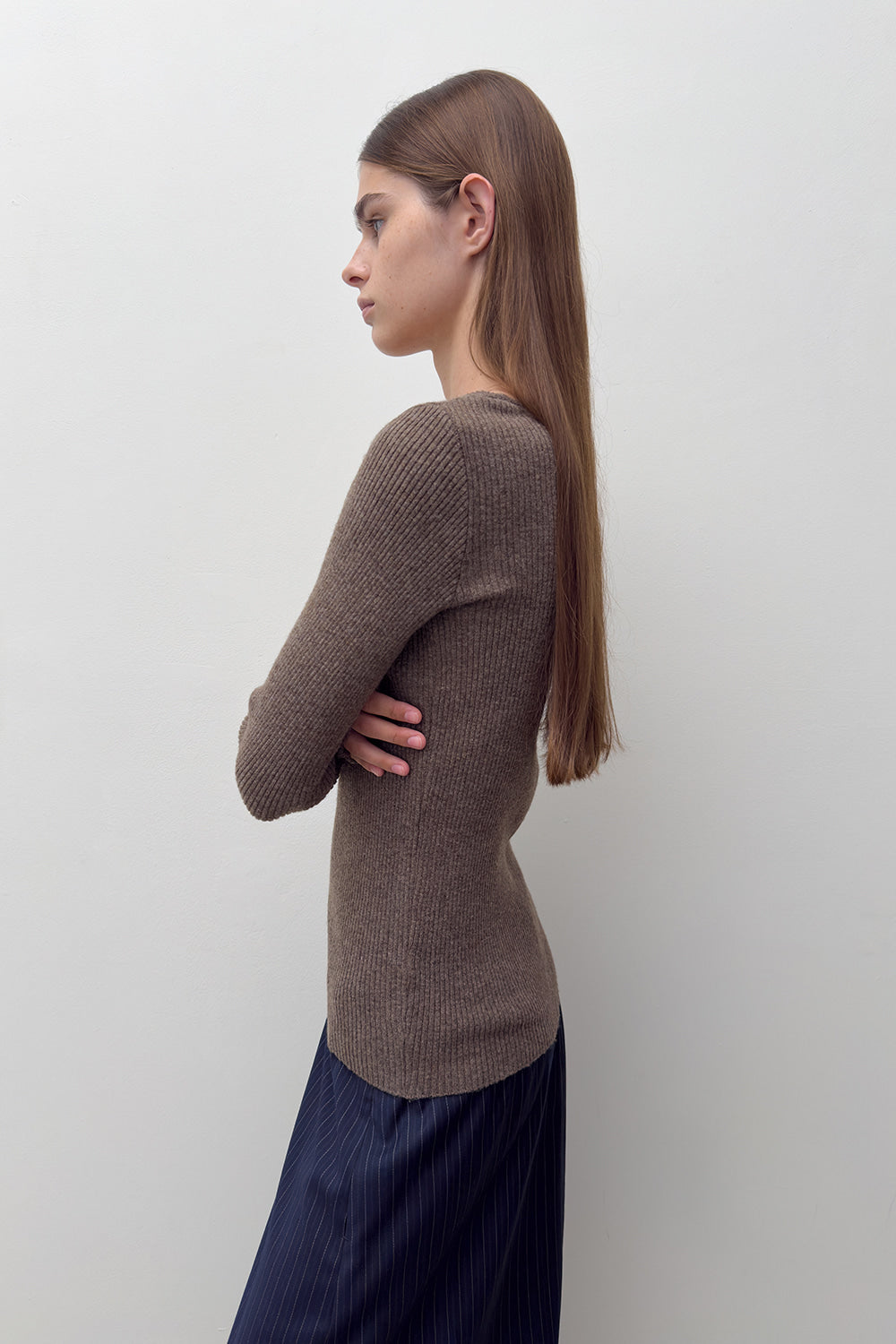 DIAGONAL BUTTON KNIT