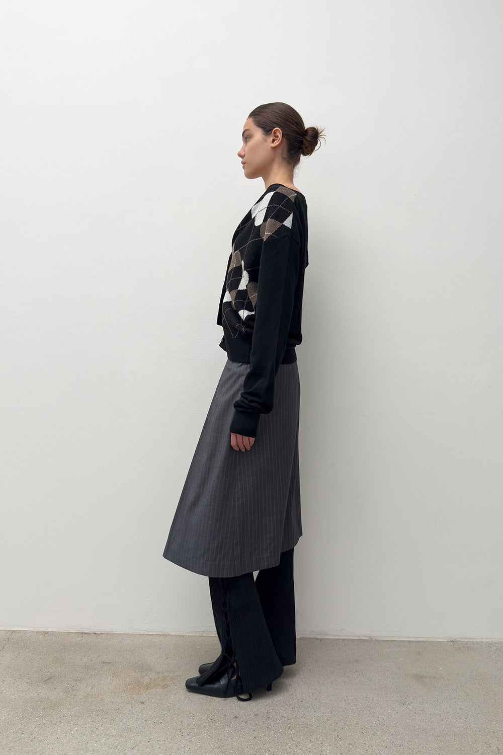 LOW RISE MIDI SKIRT GREY