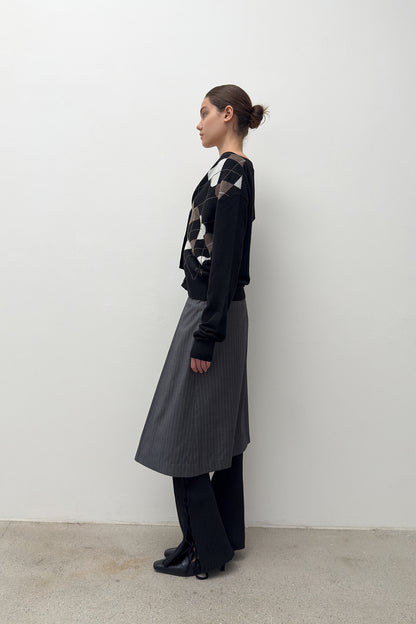 LOW RISE MIDI SKIRT GREY