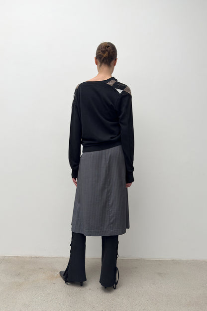 LOW RISE MIDI SKIRT GREY