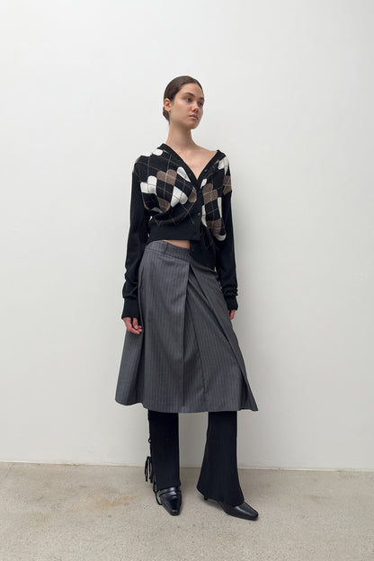 LOW RISE MIDI SKIRT GREY