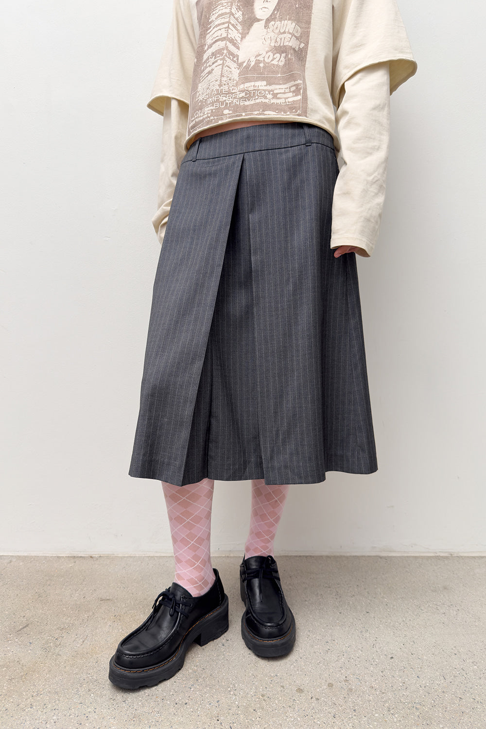 LOW RISE MIDI SKIRT GREY