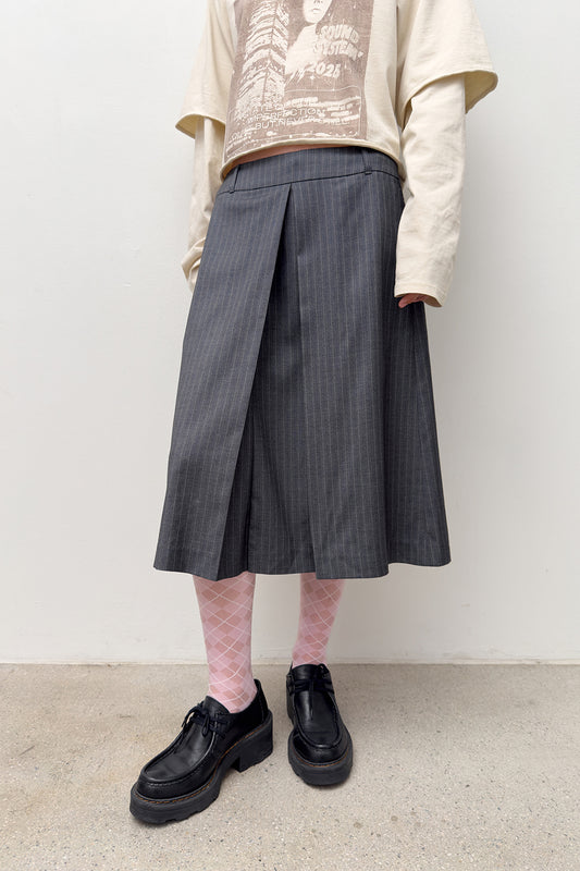 LOW RISE MIDI SKIRT GREY