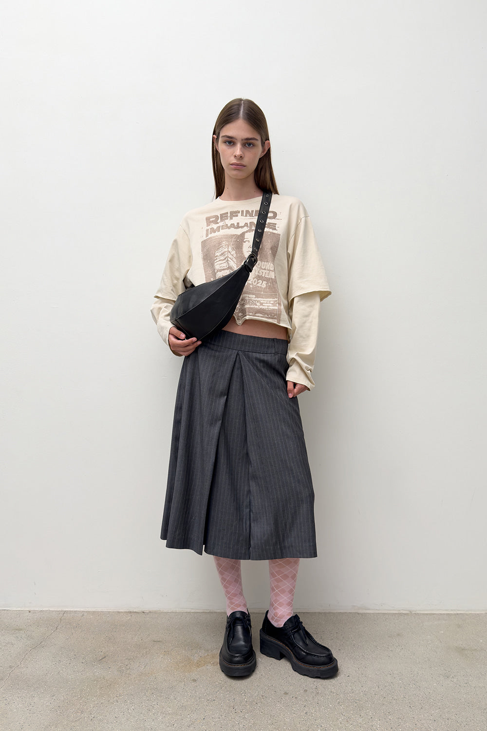 LOW RISE MIDI SKIRT GREY