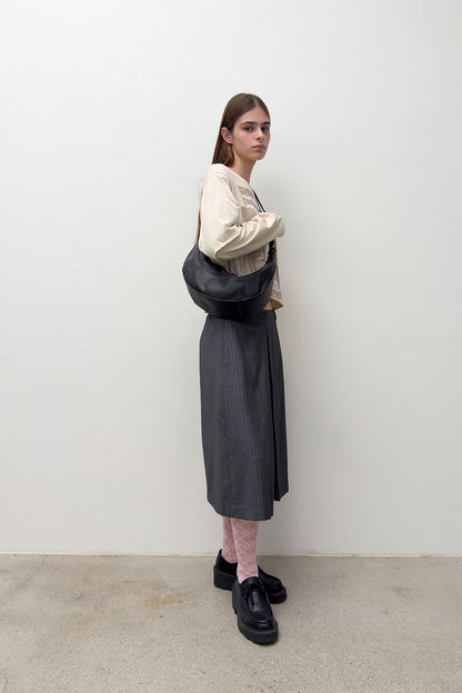 LOW RISE MIDI SKIRT GREY