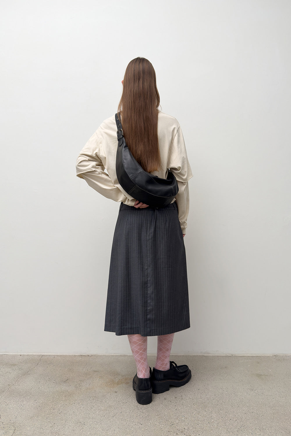 LOW RISE MIDI SKIRT GREY