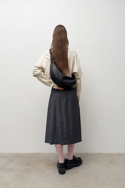 LOW RISE MIDI SKIRT GREY