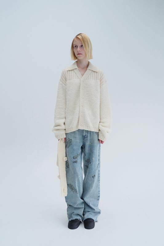 STITCHED DENIM PANTS