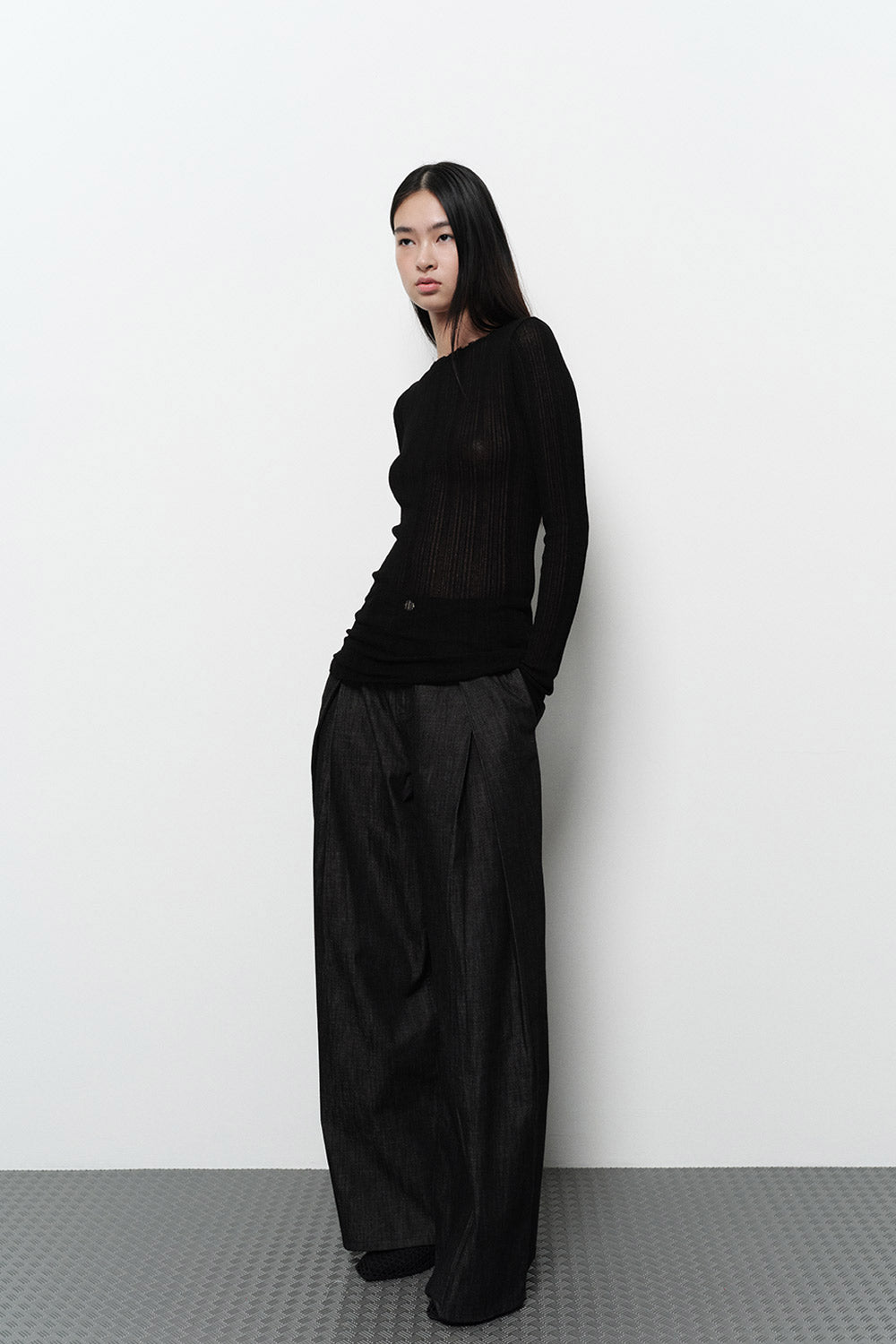 RELAXED WIDE DENIM PANTS BLACK