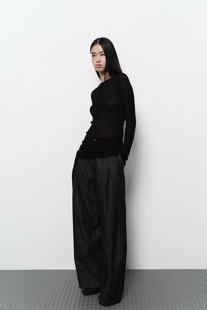 RELAXED WIDE DENIM PANTS BLACK