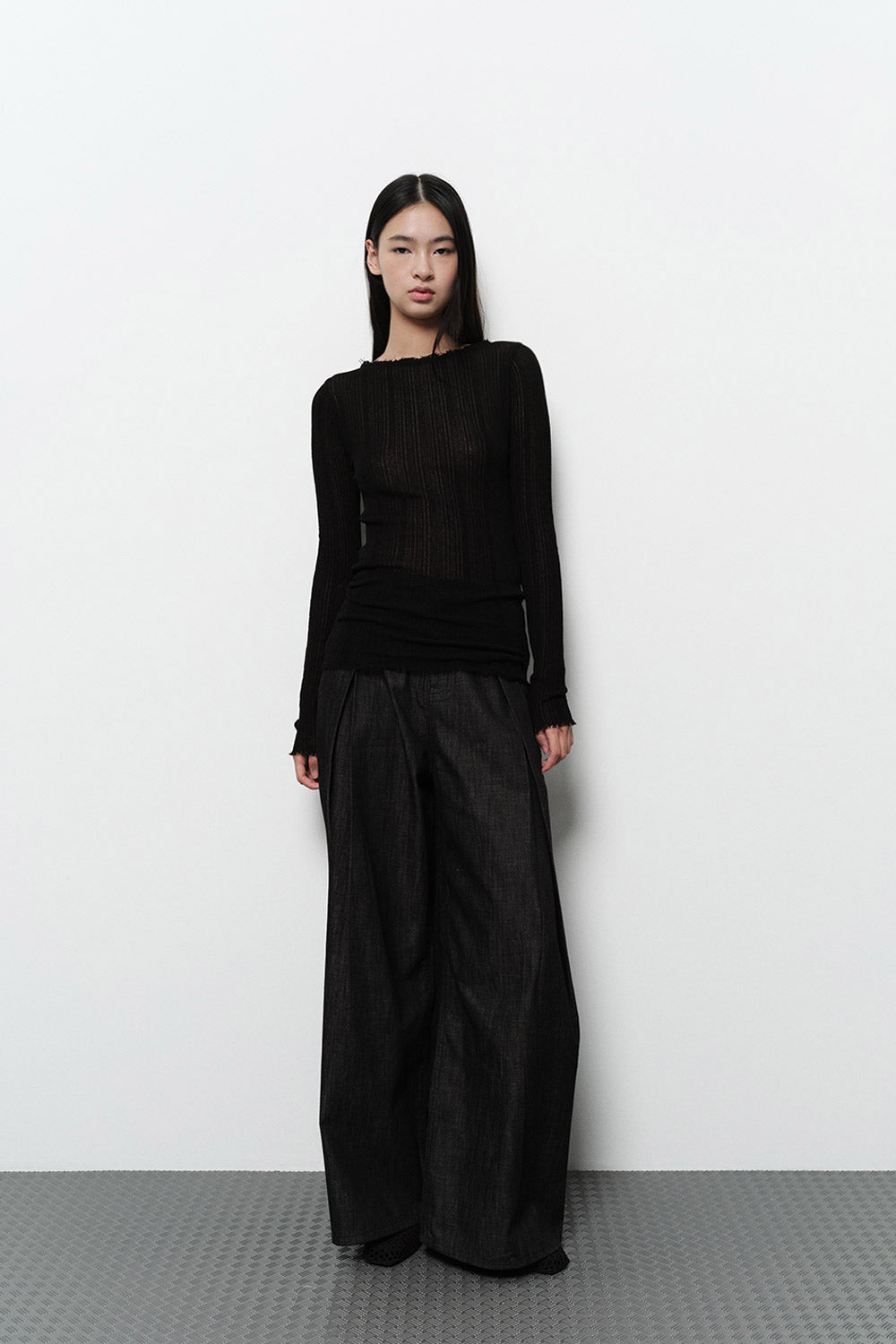 RELAXED WIDE DENIM PANTS BLACK