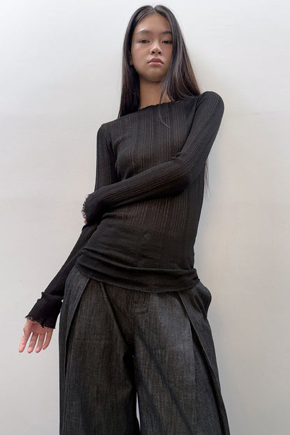 RELAXED WIDE DENIM PANTS BLACK