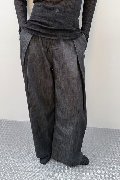 RELAXED WIDE DENIM PANTS BLACK