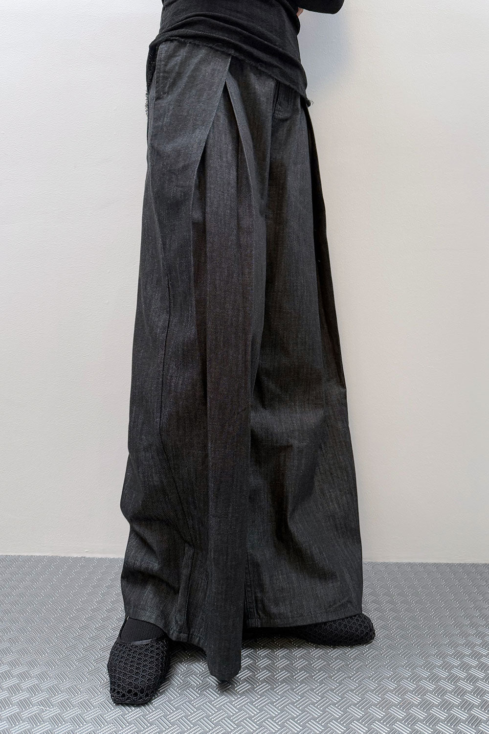 RELAXED WIDE DENIM PANTS BLACK