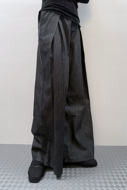RELAXED WIDE DENIM PANTS BLACK