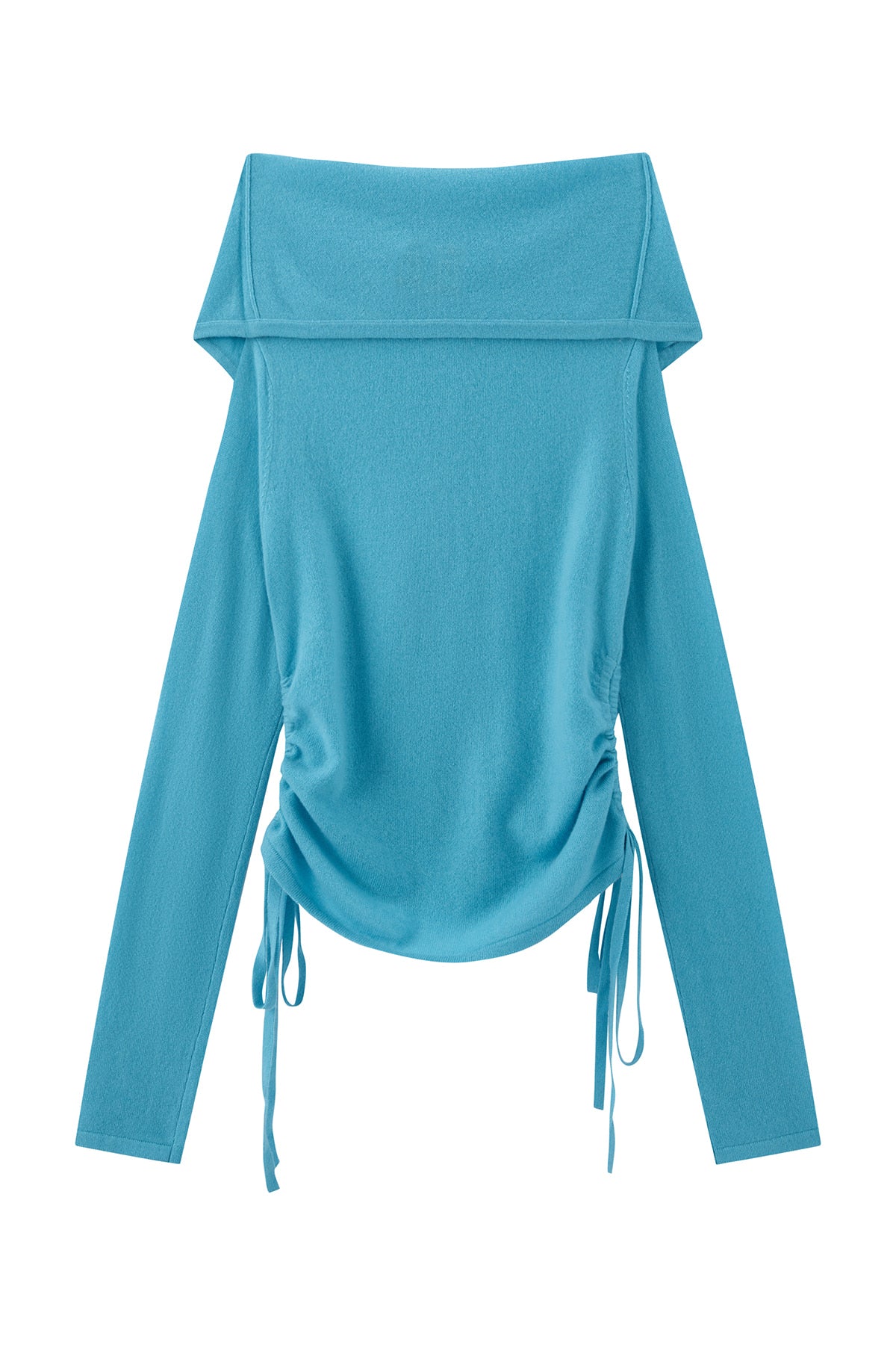 Off-Shoulder Folded Collar Cardigan (Cashmere100%)