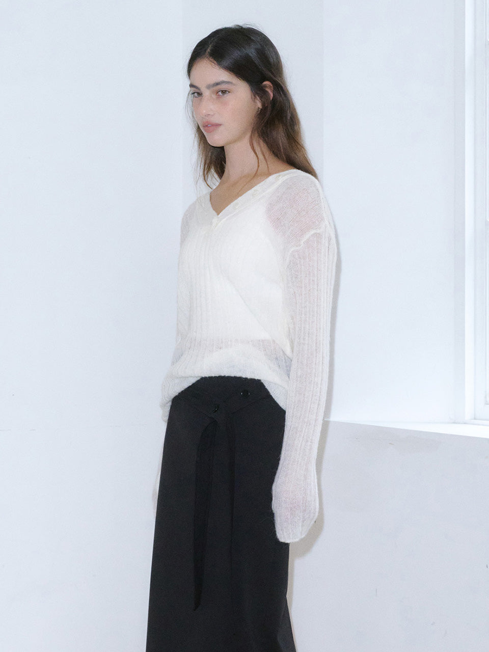 Kijun WOMEN Two-Way Buttons Cardigan Ivory