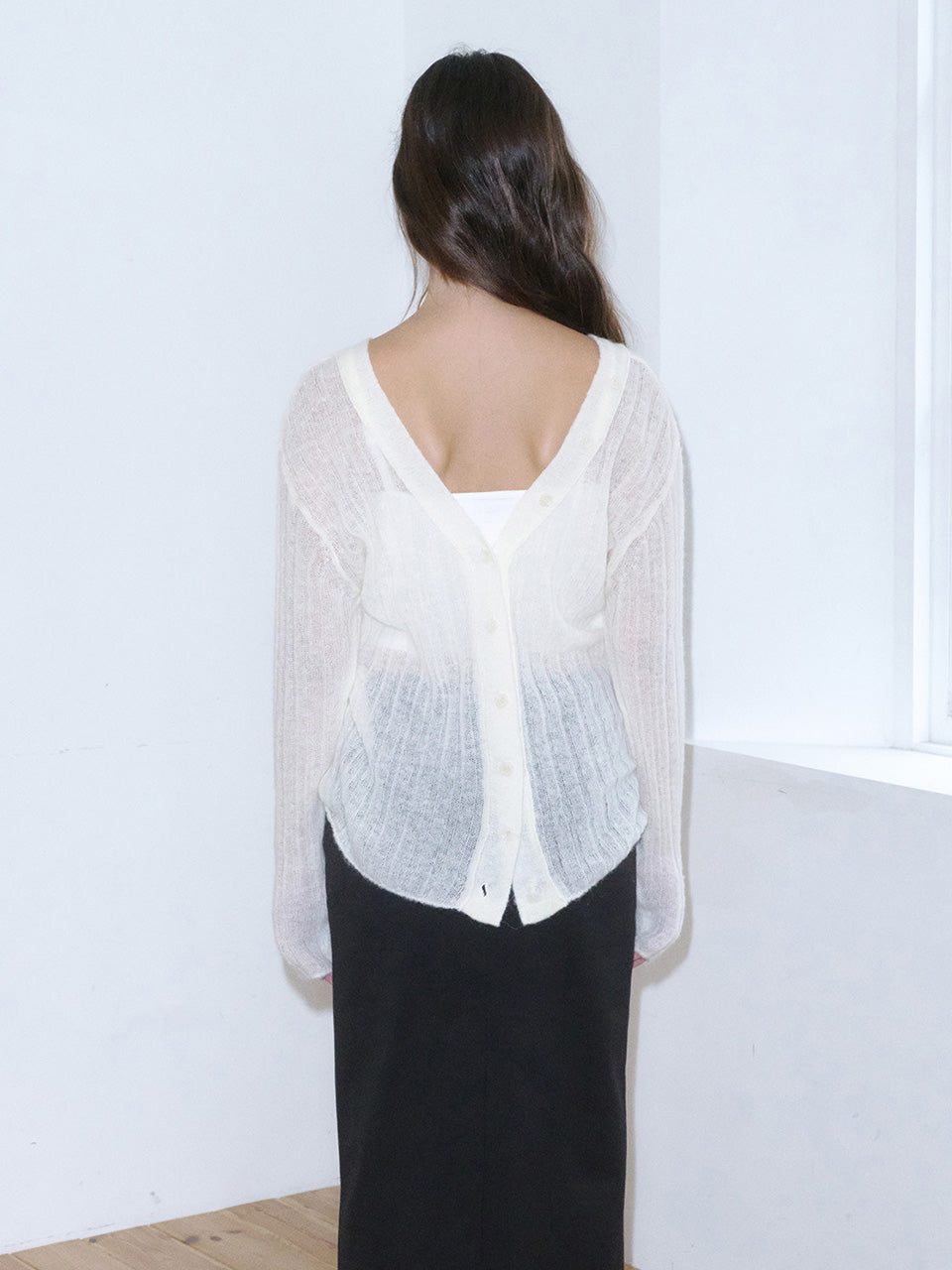 Kijun WOMEN Two-Way Buttons Cardigan Ivory