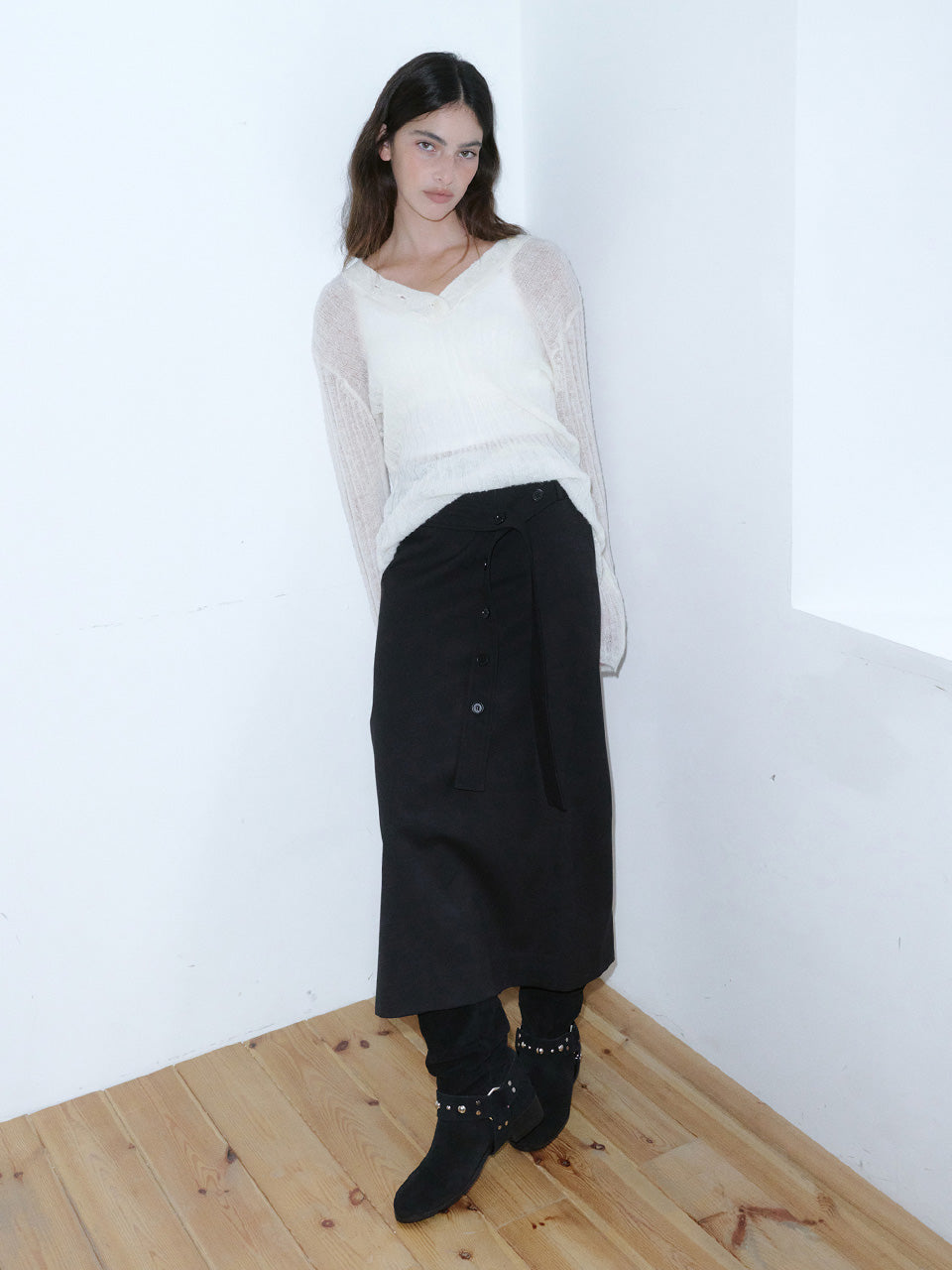 Kijun WOMEN Two-Way Buttons Cardigan Ivory