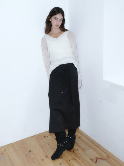 Kijun WOMEN Two-Way Buttons Cardigan Ivory