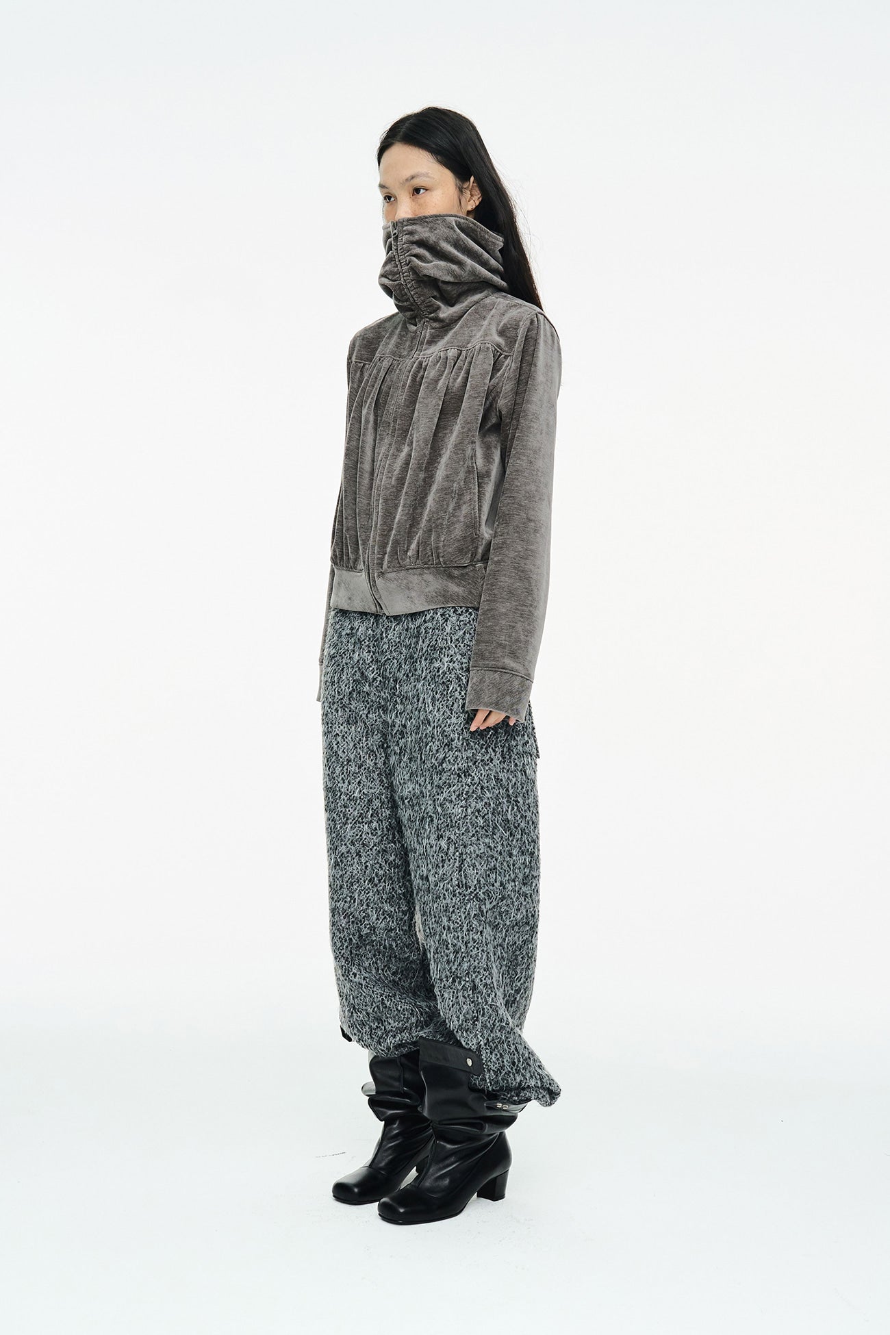 HAIRY WIDE PANTS / CHARCOAL