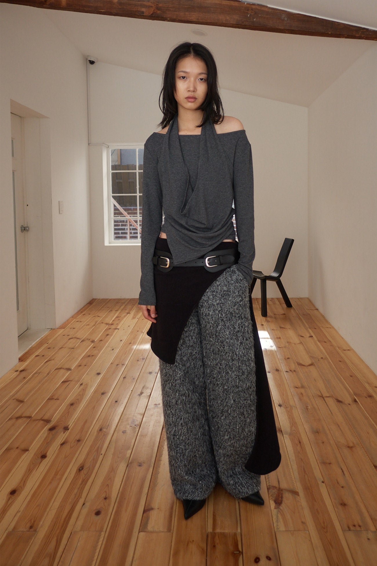 HAIRY WIDE PANTS / CHARCOAL