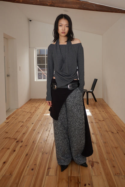 HAIRY WIDE PANTS / CHARCOAL
