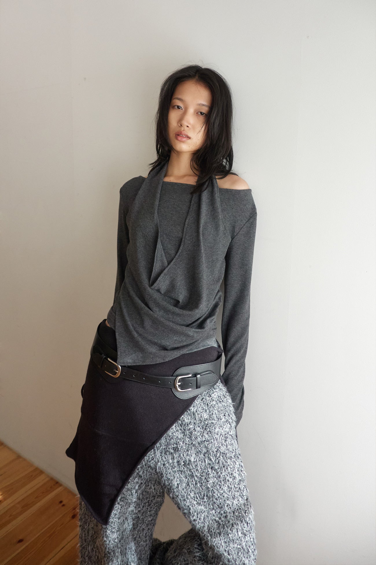 HAIRY WIDE PANTS / CHARCOAL