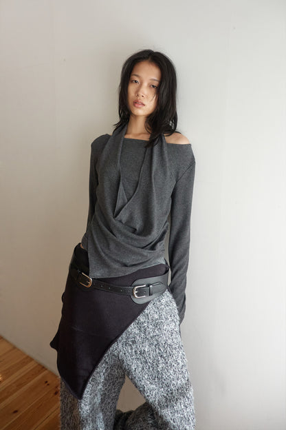 HAIRY WIDE PANTS / CHARCOAL