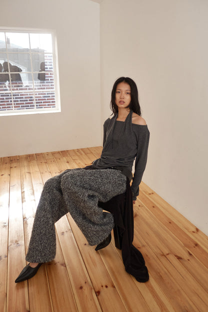 HAIRY WIDE PANTS / CHARCOAL