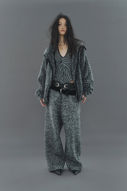 HAIRY WIDE PANTS / CHARCOAL