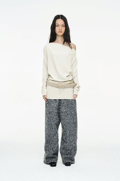 HAIRY WIDE PANTS / CHARCOAL