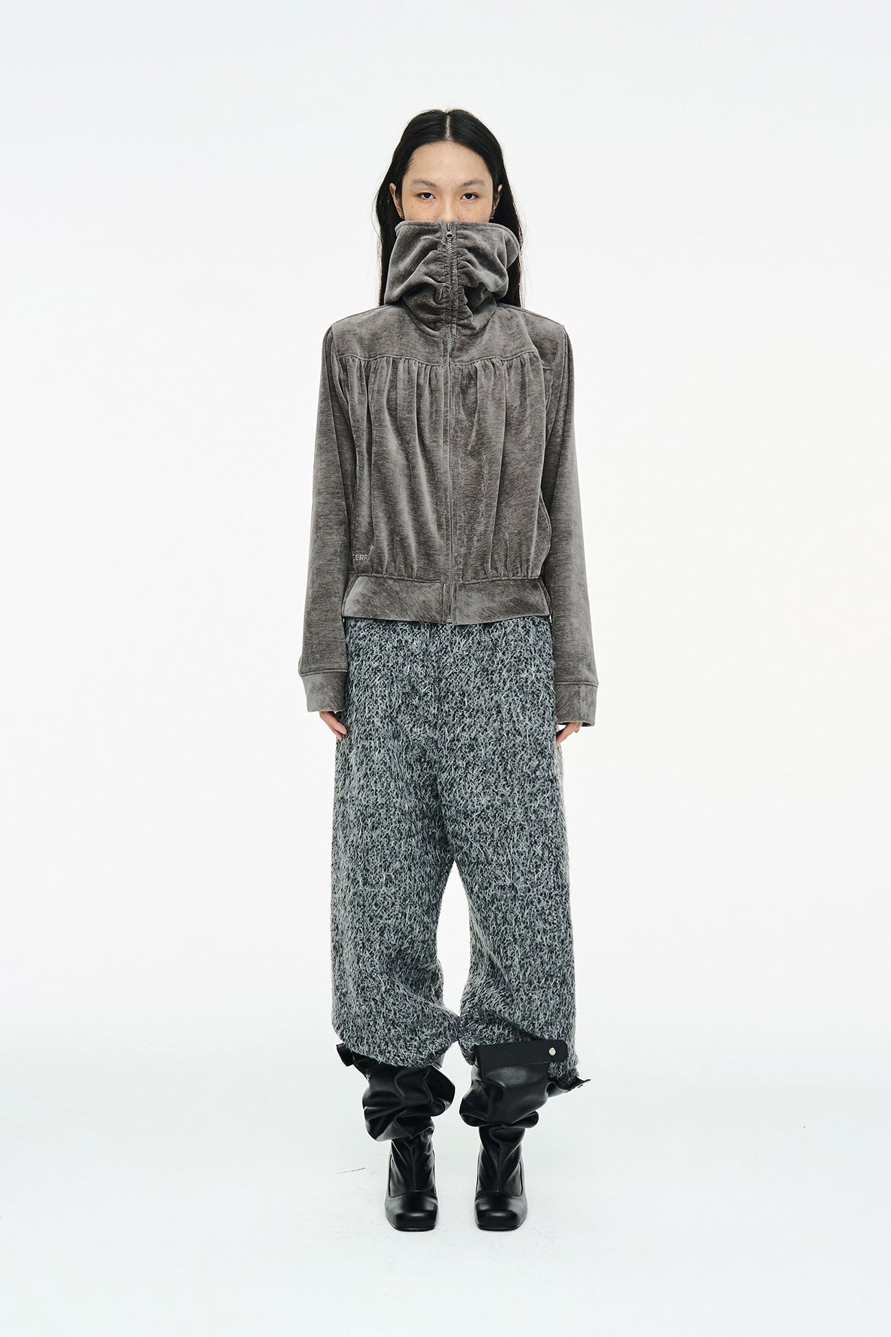 HAIRY WIDE PANTS / CHARCOAL