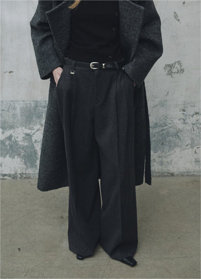Classical wool-wide slacks_charcoal Grey