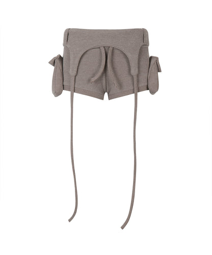 BOLD LOGO POCKET KNIT SHORTS_BROWN