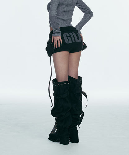 BOLD LOGO POCKET KNIT SHORTS_BLACK