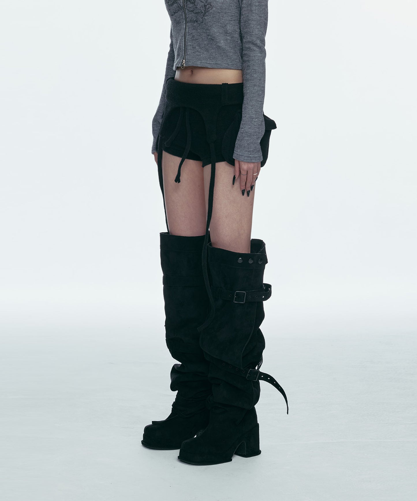 BOLD LOGO POCKET KNIT SHORTS_BLACK