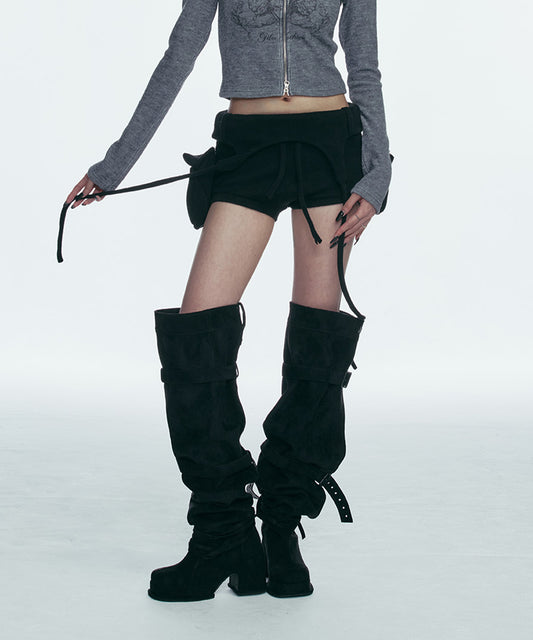 BOLD LOGO POCKET KNIT SHORTS_BLACK