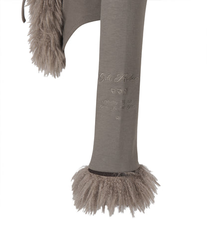 FUR TRIMMING CARDIGAN_BEIGE